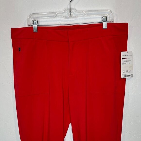 NWT Athleta tribeca Utility Crop Red pants Size 16 Stretchy athletic work cuffed - Picture 5 of 11